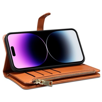 "ESEBLE" Solid Case with Detachable Wallet - Brown (iPhone 15 Pro Max)