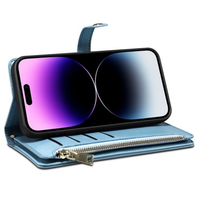 "ESEBLE" Solid Case with Detachable Wallet - Blue (iPhone 15 Pro Max)