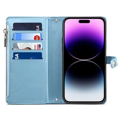 "ESEBLE" Solid Case with Detachable Wallet - Blue (iPhone 15 Pro Max)