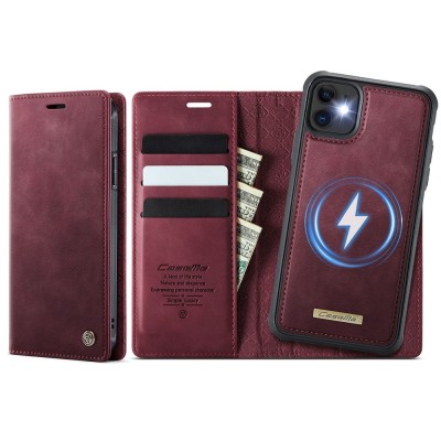 „CaseMe“ MagSafe Leather 2-in-1 Flip Case - burgundy (iPhone 11)