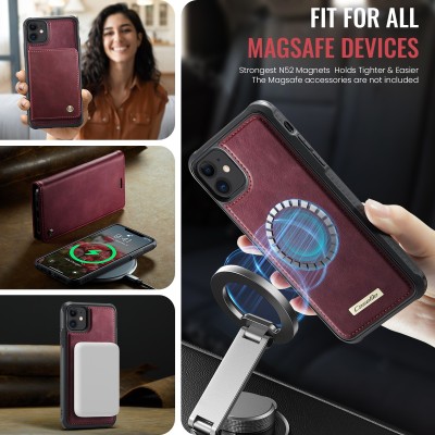 „CaseMe“ MagSafe Leather 2-in-1 Flip Case - burgundy (iPhone 11)