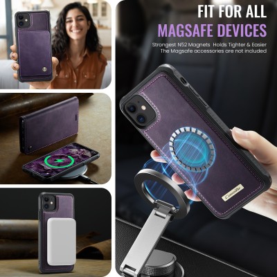 „CaseMe“ MagSafe Leather 2-in-1 Flip Case - Purple (iPhone 11)
