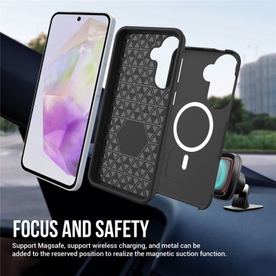 „TUKU“ Shockproof Magsafe hard silicone case - black (Galaxy A37 / A36 / A56)
