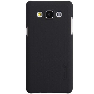 Samsung Galaxy A5 (A500) Nillkin Frosted Shield juodas plastikinis dėklas + apsauginė ekrano plėvelė / Priedai.lt
