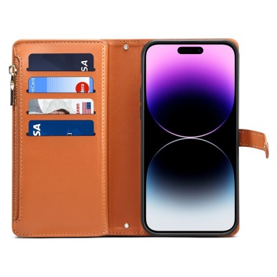 "ESEBLE" Solid Case with Detachable Wallet - Brown (iPhone 16 Plus)