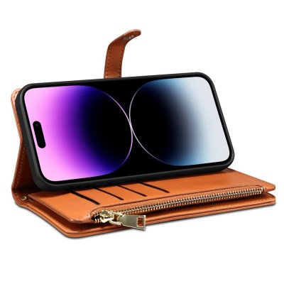 "ESEBLE" Solid Case with Detachable Wallet - Brown (iPhone 16 Plus)