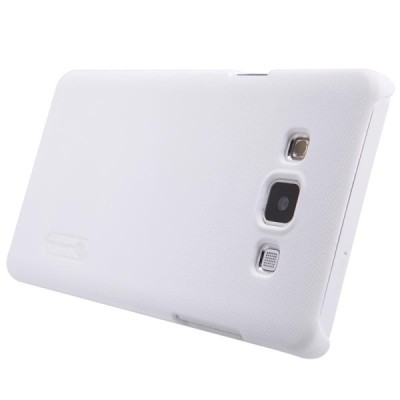 Samsung Galaxy A5 (A500) Nillkin Frosted Shield baltas plastikinis dėklas + apsauginė ekrano plėvelė / Priedai.lt