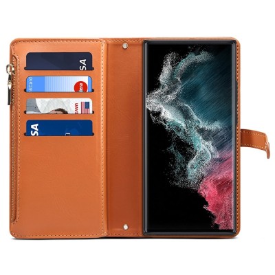 "ESEBLE" Solid Case with Detachable Wallet - Brown (Galaxy S24 Ultra)