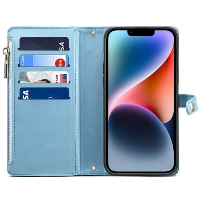 "ESEBLE" Solid Case with Detachable Wallet - Blue (iPhone 15 Plus)