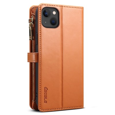 "ESEBLE" Solid Case with Detachable Wallet - Brown (iPhone 15 Plus)