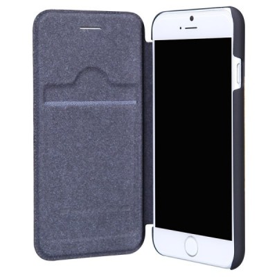 Prabangus „Nillkin“ Qin serijos juodas odinis atverčiamas Apple iPhone 6 (6s) dėklas / Priedai.lt