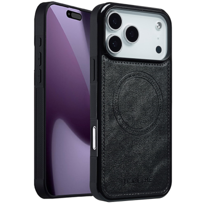 "LC.IMEEKE" Leather MagSafe Hard Silicone (TPU) Case - black (iPhone 17 Pro Max)