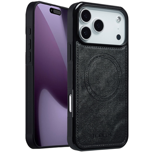 "LC.IMEEKE" Leather MagSafe Hard Silicone (TPU) Case - black (iPhone 17 Pro Max)