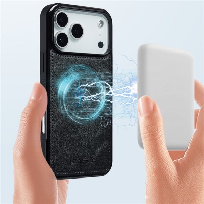 "LC.IMEEKE" Leather MagSafe Hard Silicone (TPU) Case - black (iPhone 17 Pro Max)