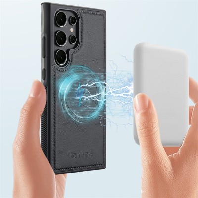 "LC.IMEEKE" Leather MagSafe Hard Silicone (TPU) Case - black (Galaxy S26 Ultra)