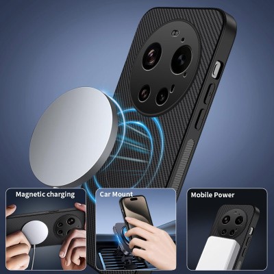 "WANLONFENG" Candy MagSafe hard silicone case + screen protector - black (Xiaomi 17 Ultra)