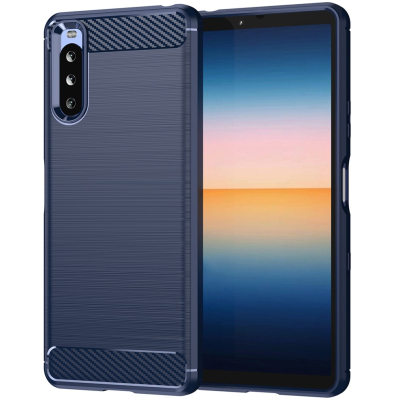 „Carbon“ hard silicone (TPU) case - Blue (Xperia 10 III)