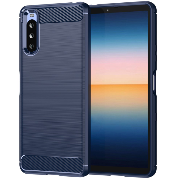 „Carbon“ hard silicone (TPU) case - Blue (Xperia 10 III)