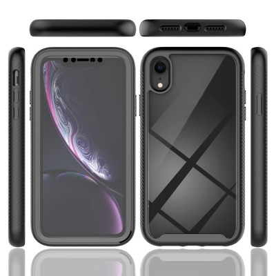 "Mofan" Transparent hard silicone (TPU) full coverage case - black (iPhone XR)