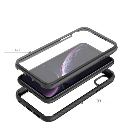 "Mofan" Transparent hard silicone (TPU) full coverage case - black (iPhone XR)