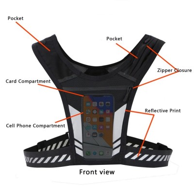 Running vest with storage pockets - black