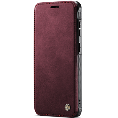 „CaseMe“ MagSafe Leather Flip Case - burgundy (Galaxy S26)