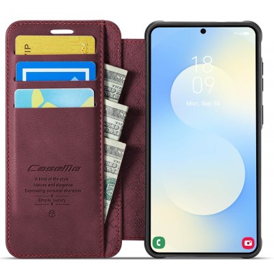 „CaseMe“ MagSafe Leather Flip Case - burgundy (Galaxy S26)