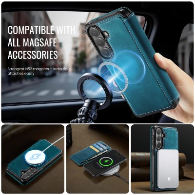 „CaseMe“ MagSafe Leather Flip Case - green (Galaxy S26)