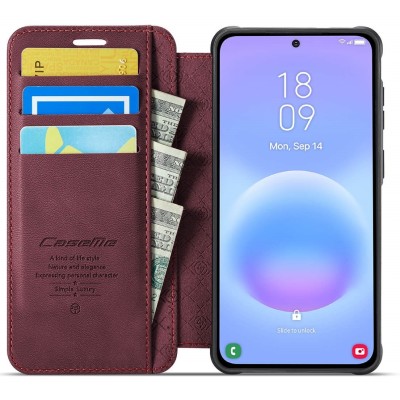 „CaseMe“ MagSafe Retro Flip Case - burgundy (Galaxy A17 / A26 / A16)