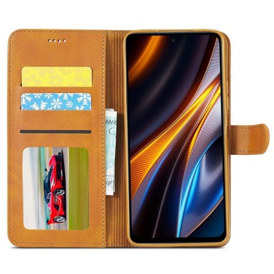 "LC.IMEEKE" Flip Book Case - Brown (Redmi 10 5G / Poco M5 4G / M4 5G)