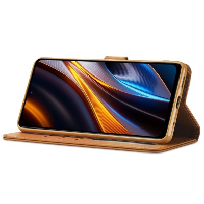 "LC.IMEEKE" Flip Book Case - Brown (Redmi 10 5G / Poco M5 4G / M4 5G)