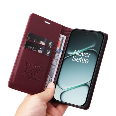 "YIKATU" Split flip book case - burgundy (OnePlus 15R / Ace 6T / Ace 6)