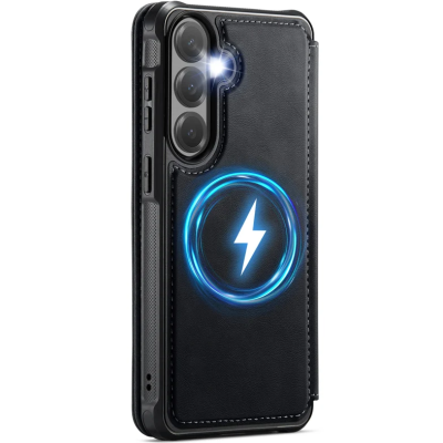„CaseMe“ MagSafe Leather Flip Case - Black (Galaxy S26)
