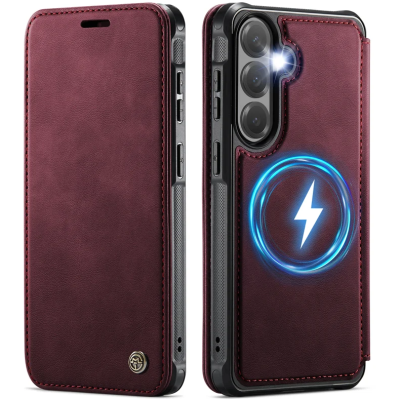 „CaseMe“ MagSafe Leather Flip Case - burgundy (Galaxy S26)