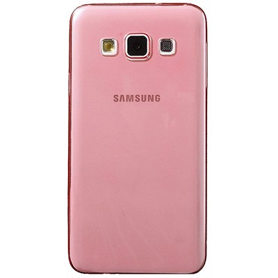Samsung Galaxy A3 skaidrus (permatomas) kieto silikono TPU ploniausias pasaulyje raudonas dėklas / Priedai.lt