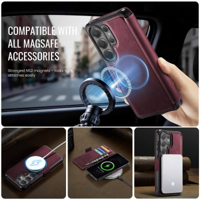 „CaseMe“ MagSafe Retro Flip Case - burgundy (Galaxy S26 Ultra)