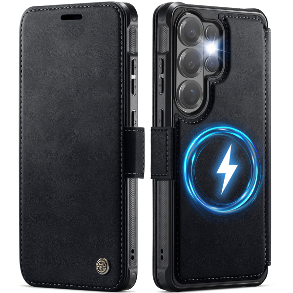 „CaseMe“ MagSafe Leather Flip Case - Black (Galaxy S26 Ultra)