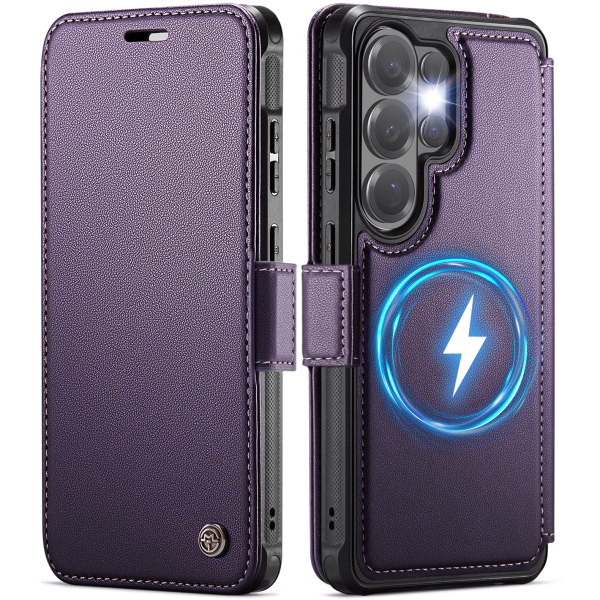 „CaseMe“ MagSafe Leather Flip Case - purple (Galaxy S26 Ultra)