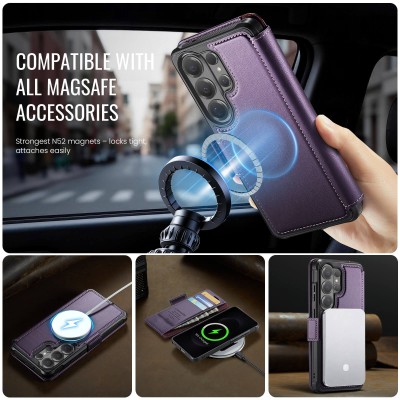 „CaseMe“ MagSafe Leather Flip Case - purple (Galaxy S26 Ultra)