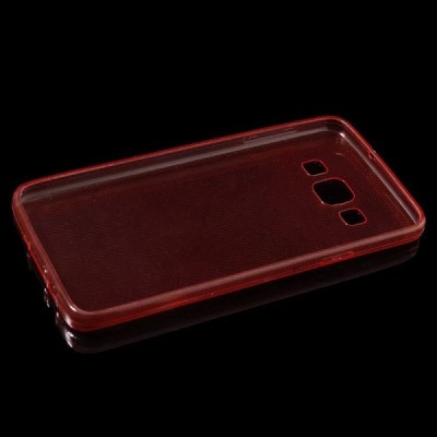 Samsung Galaxy A3 skaidrus (permatomas) kieto silikono TPU ploniausias pasaulyje raudonas dėklas / Priedai.lt
