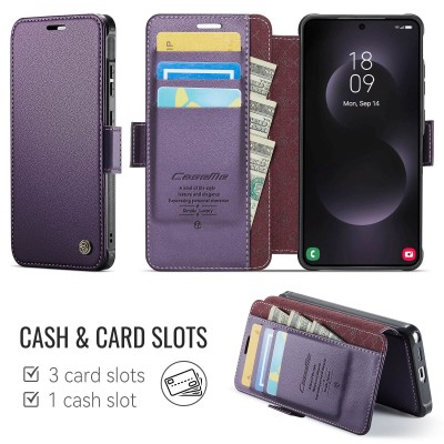 „CaseMe“ MagSafe Leather Flip Case - purple (Galaxy S26 Ultra)
