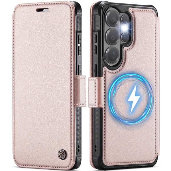 „CaseMe“ MagSafe Leather Flip Case - pink (Galaxy S26 Ultra)