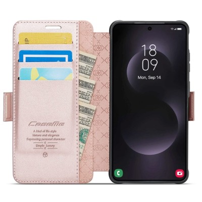 „CaseMe“ MagSafe Leather Flip Case - pink (Galaxy S26 Ultra)