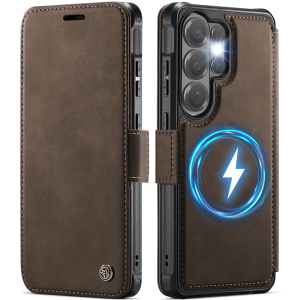 „CaseMe“ MagSafe Leather Flip Case - Brown (Galaxy S26 Ultra)
