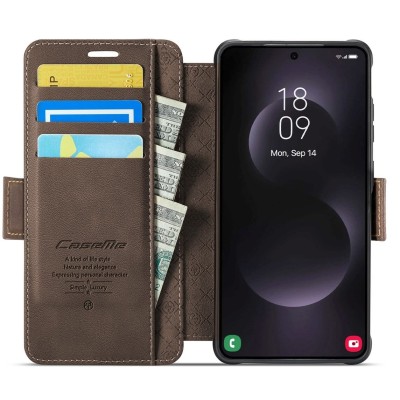 „CaseMe“ MagSafe Leather Flip Case - Brown (Galaxy S26 Ultra)