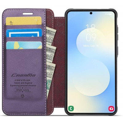 „CaseMe“ MagSafe Leather Flip Case - purple (Galaxy S26+)