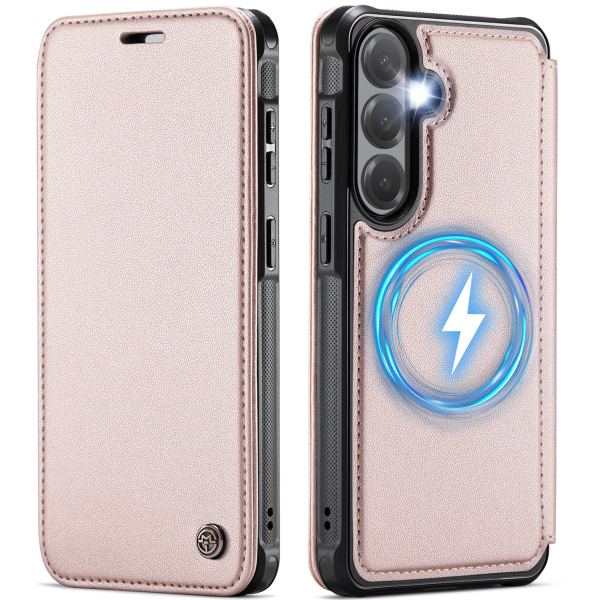 „CaseMe“ MagSafe Leather Flip Case - pink (Galaxy S26+)