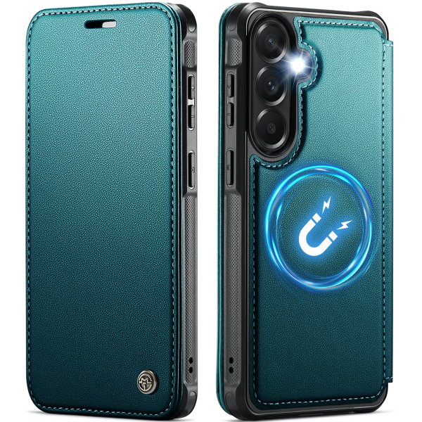 „CaseMe“ MagSafe Leather Flip Case - green (Galaxy A57)
