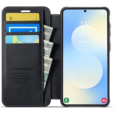 „CaseMe“ MagSafe Leather Flip Case - Black (Galaxy A57)