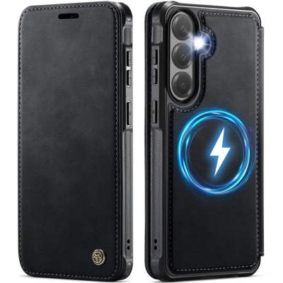 „CaseMe“ MagSafe Leather Flip Case - Black (Galaxy A57)